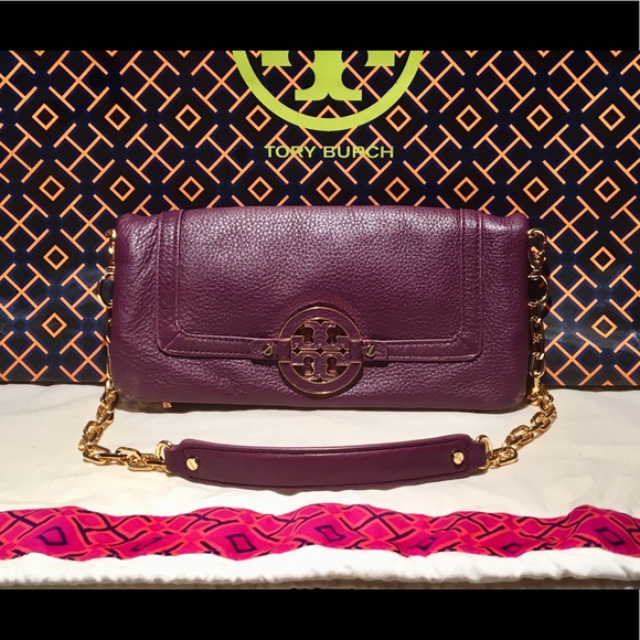 Tory Burch Handbags - Tory Burch Purple Leather Fold-over Amanda Bag